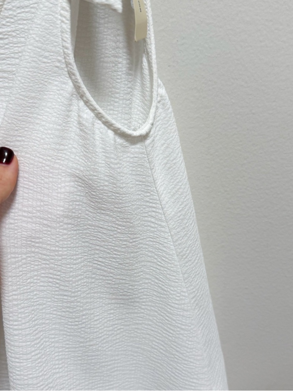 White bow tie strap muslin cotton gauze flowy cottagecore boho tank top NWT L - Picture 7 of 10